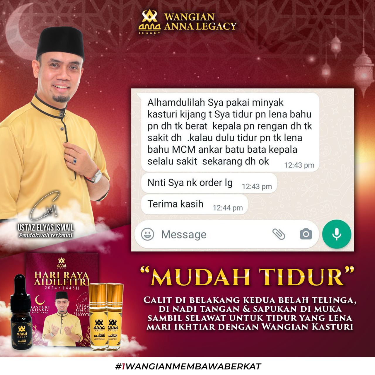 Testimoni Kasturi Kijang Mudah Tidur
